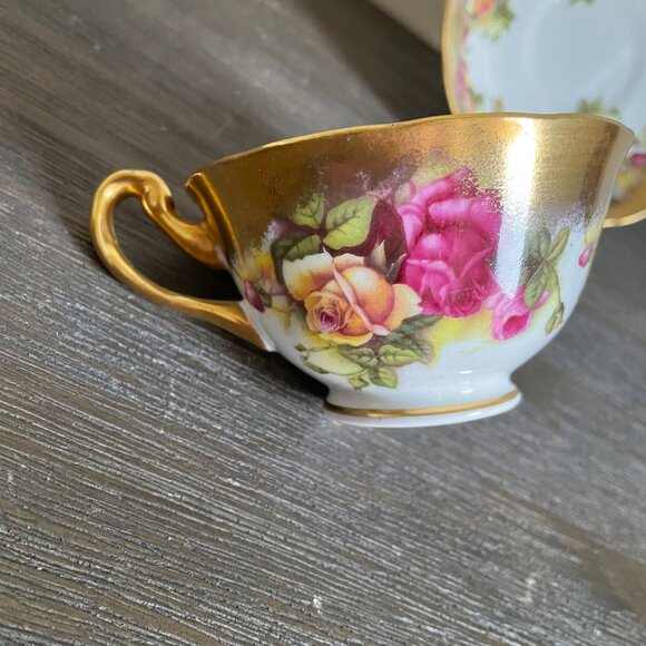 Royal Chelsea Golden Rose Teacup & Saucer - Picture 10 of 15